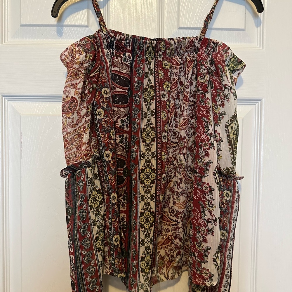 Boho Ornamental Off-Shoulder Blouse